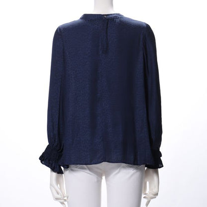 アニマル柄ギャザーネックブラウス