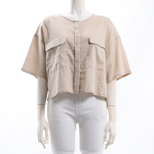 アウトポケット付きドロップショルダーブラウス