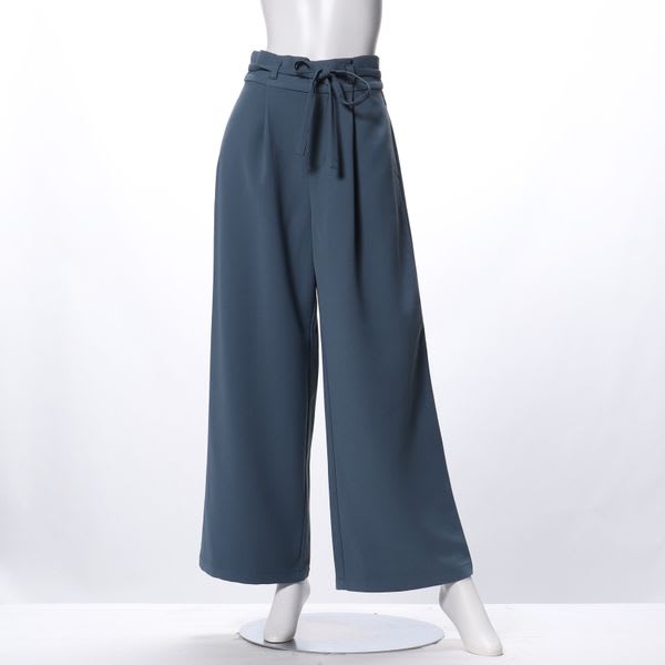 ウエストリボン付きフレアパンツ