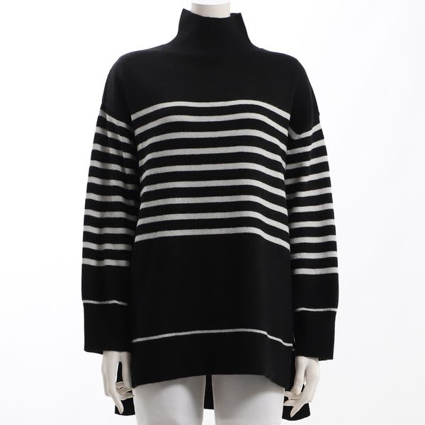 ボーダー柄ドロップショルダーニット