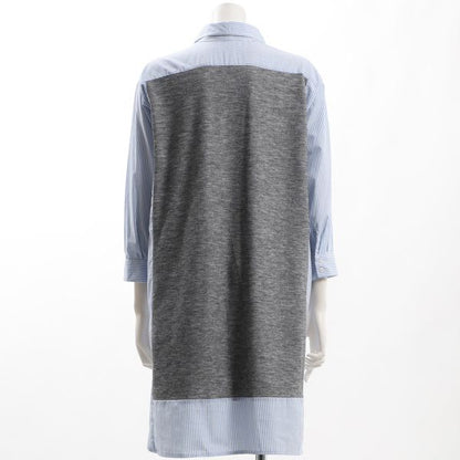 ロングシャツニットベストレイヤードワンピース