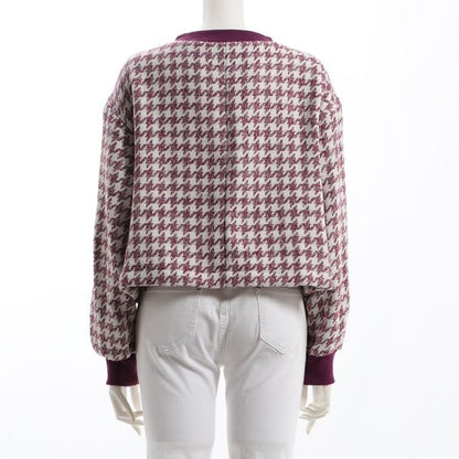 リブ切り替え千鳥柄ニット