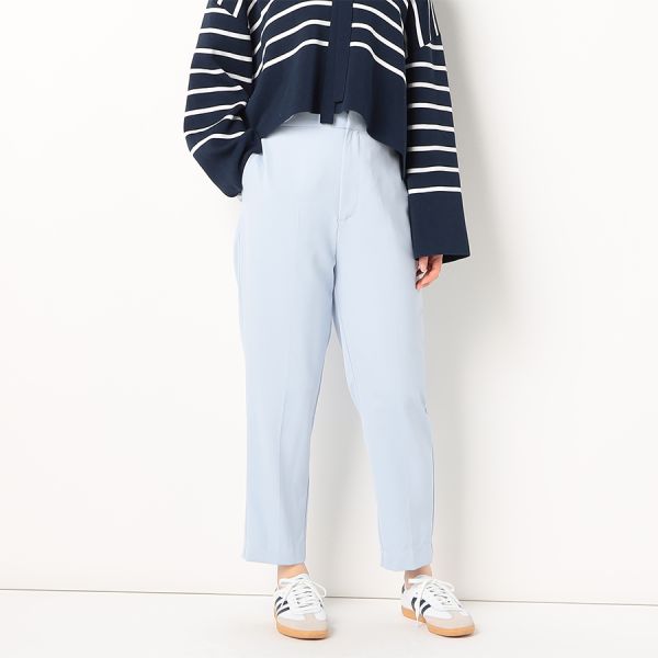ウエストタブボタン付きハイウエストテーパードパンツ