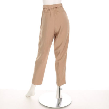 リボンベルト付きタック入りテーパードパンツ