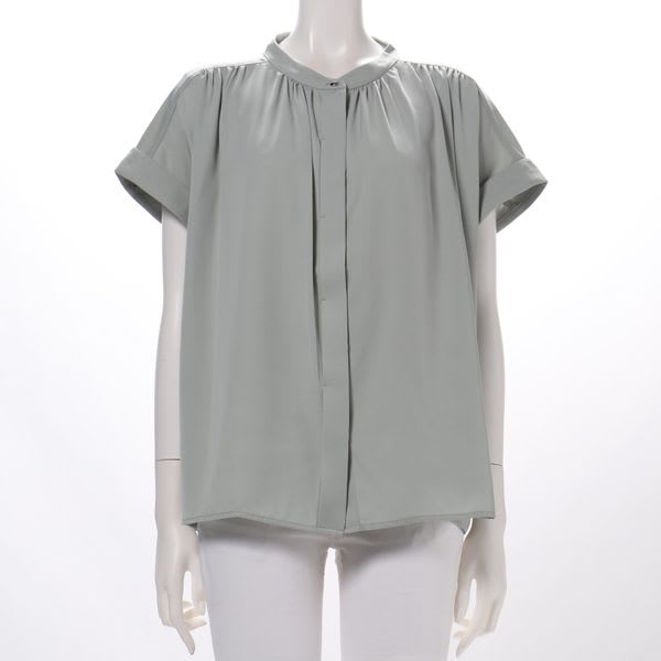 シルバー釦前開きブラウス