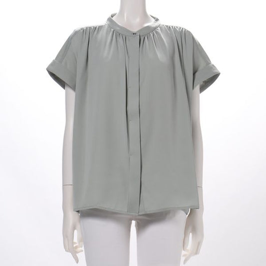 シルバー釦前開きブラウス