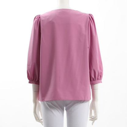 パフスリーブ前開きブラウス