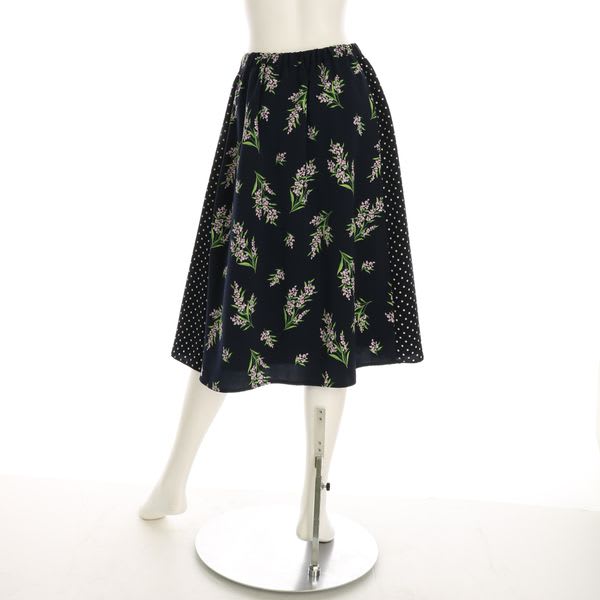 ミモザフラワードット柄花柄フレアスカート