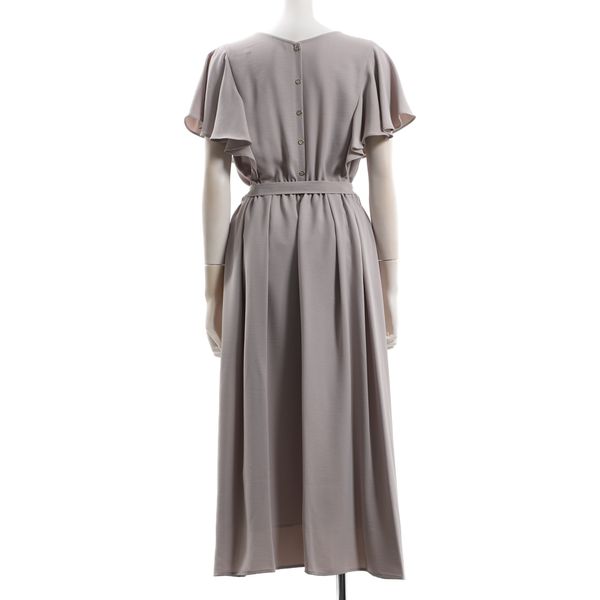 【接触冷感/UVカット/速乾/ストレッチ/冷感機能】ラッフルスリーブウエストリボン付き2wayワンピース