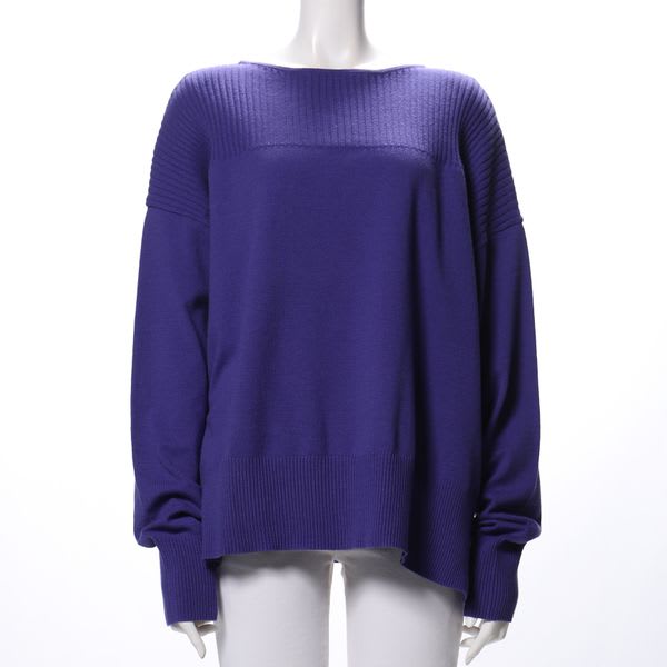 リブ切り替えドロップショルダーニット