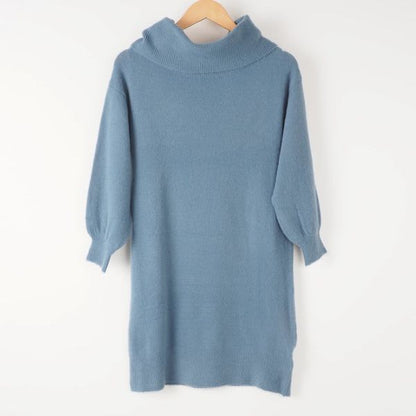 ふんわり袖タートルネックワンピース