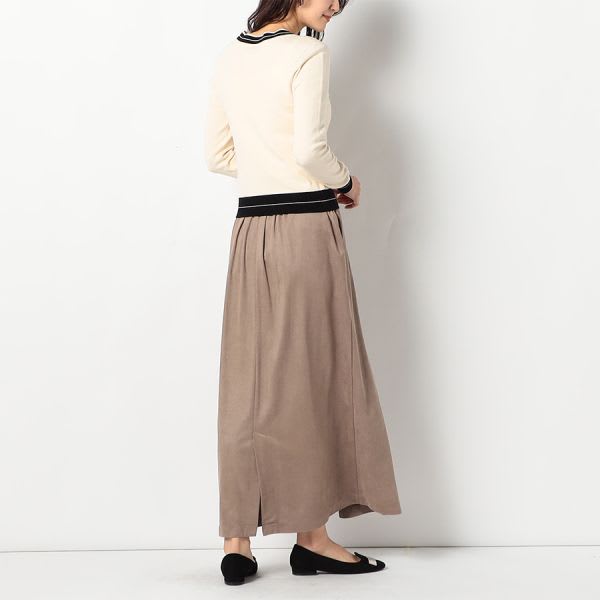 ソフトフェイクスエードタックスカートバックスリット付き