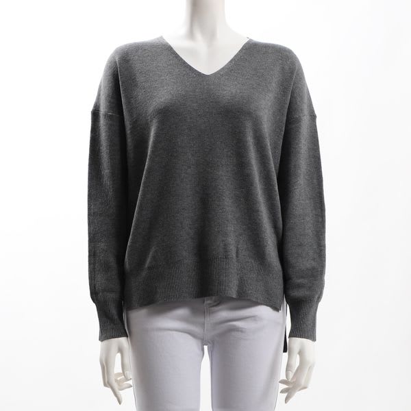 バイカラーヴネックニット