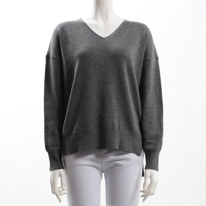 バイカラーヴネックニット