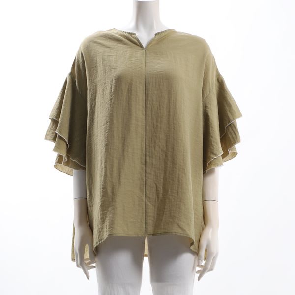 リネン混フレアスリーブブラウス