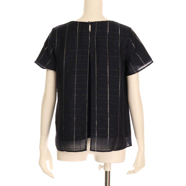 ラメラインチェック柄ブラウス