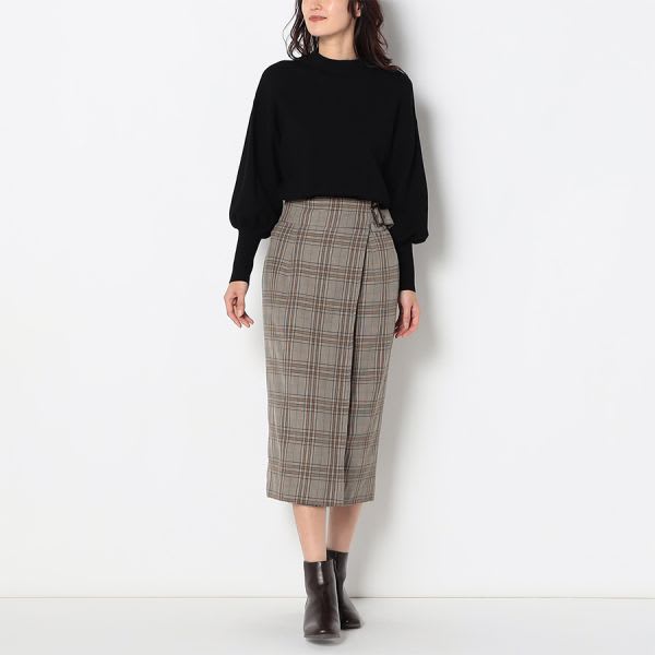 ラップデザインチェック柄スカート