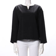 オープンフロントネックドロップショルダーニット