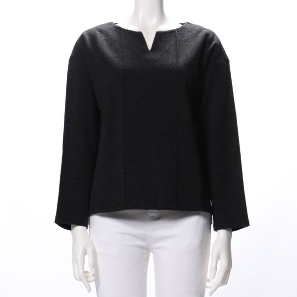 オープンフロントネックドロップショルダーニット