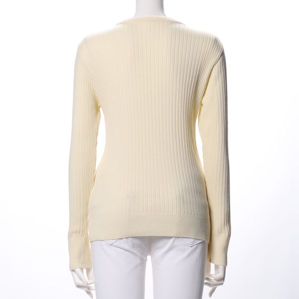 太リブラウンドネックニット