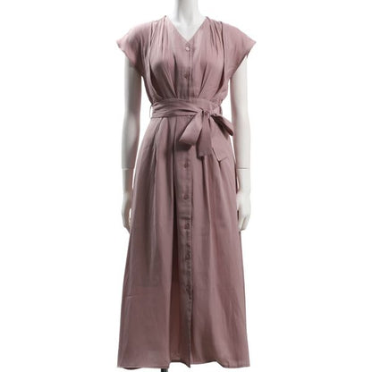 前開きデザインVネックワンピース