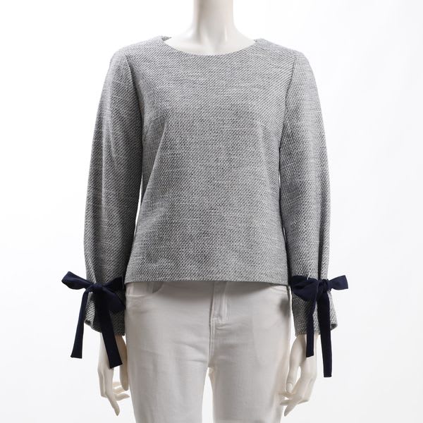 リボンデザインラメ入りツイードブラウス