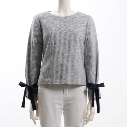 リボンデザインラメ入りツイードブラウス