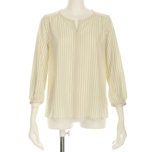 パイピングストライプ柄ブラウス