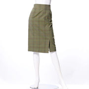 ラップ風デザイングレンチェック柄タイトスカート