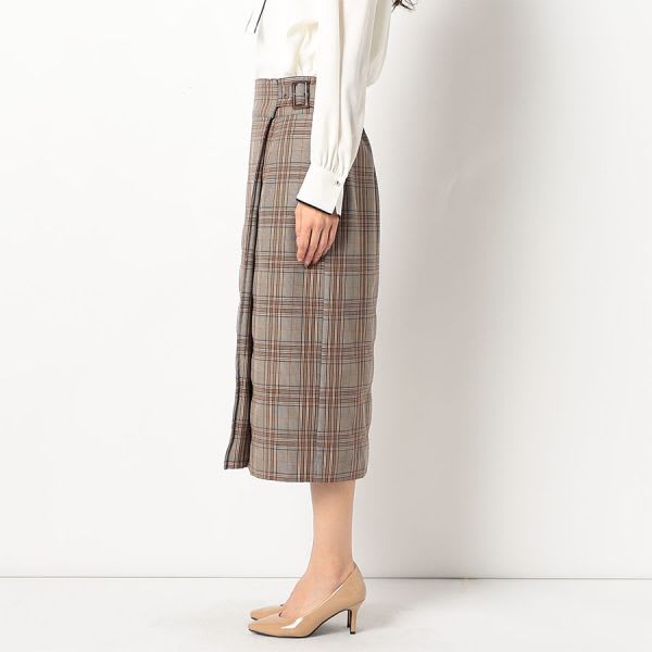 ラップデザインチェック柄スカート