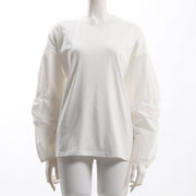 異素材切り替えボリュームスリーブカットソー