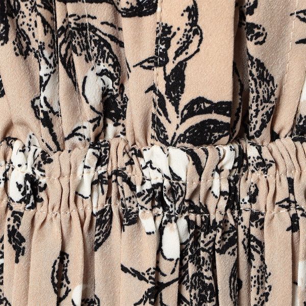 裾消しプリーツ花柄ワンピース