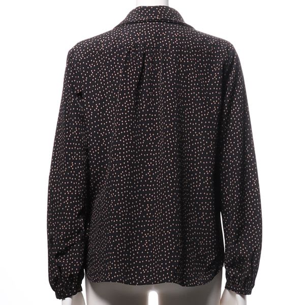 ボウタイ風ドット柄ブラウス