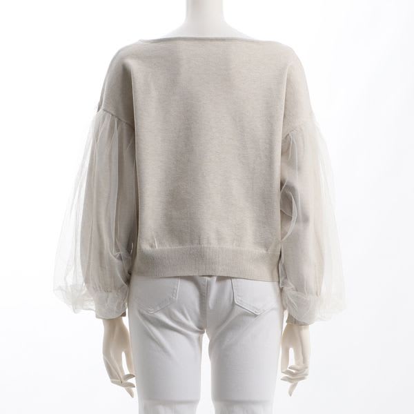 チュールスリーブニット