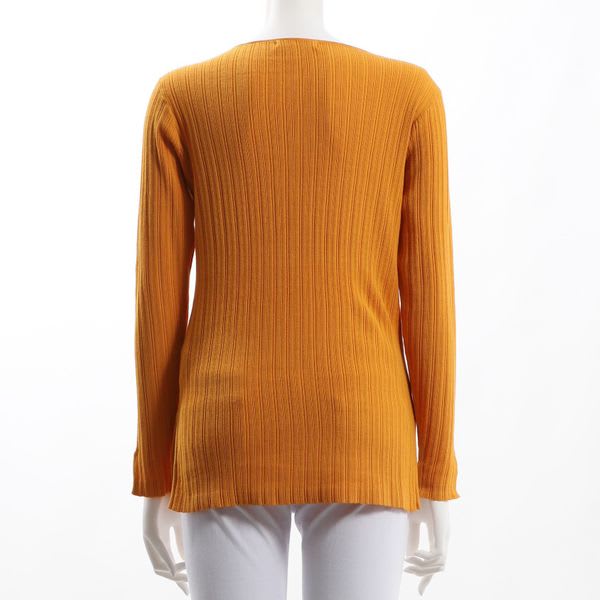 スリット入りボートネックリブニット