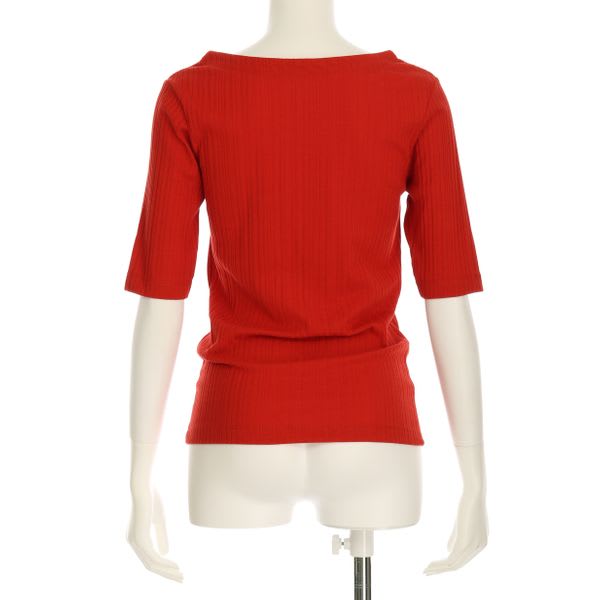 オープンフロントネックリブカットソー