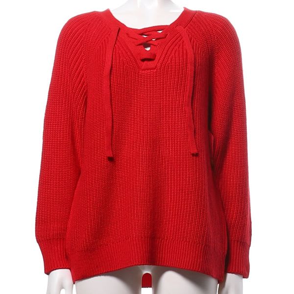 レースアップデザインニット