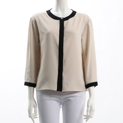 バイカラー ネックラインデザインブラウス