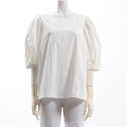 ゴム袖口ボリュームスリーブブラウス