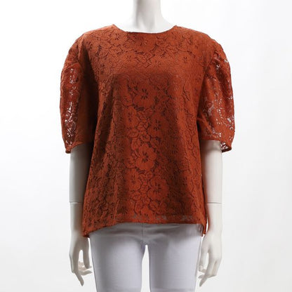 レース素材ふんわり袖ブラウス