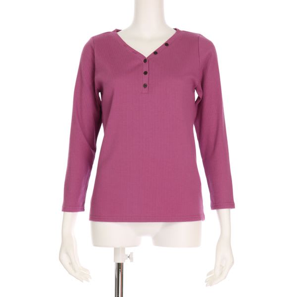 Vヘンリーネックリブカットソー