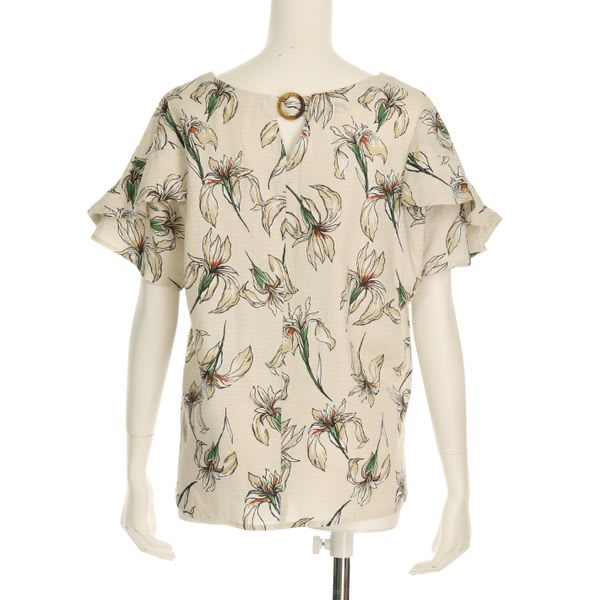 アイリスフラワー水彩柄ブラウス