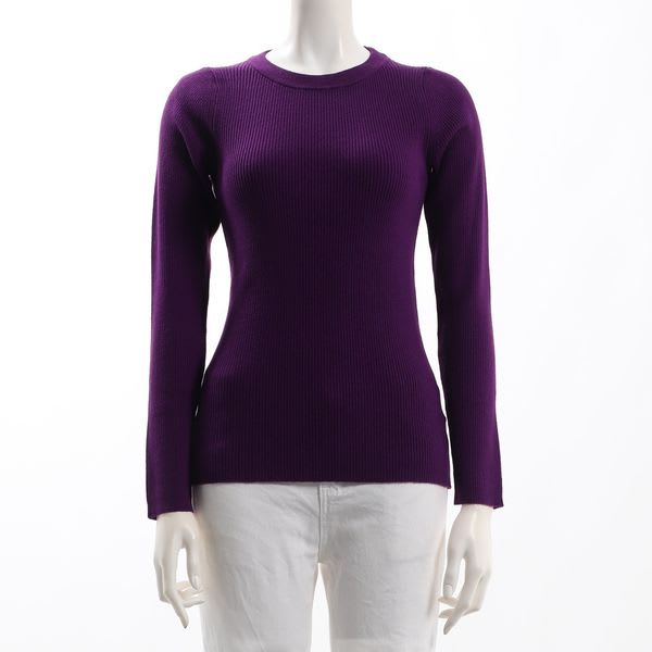 シンプルクルーネックリブニット