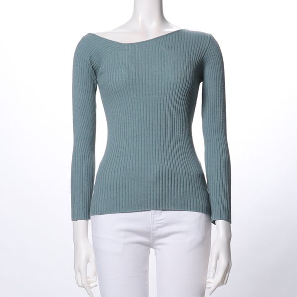 アシンメトリーデザインリブニット