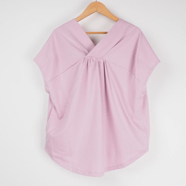 ギャザー入りバックVネックカットソー