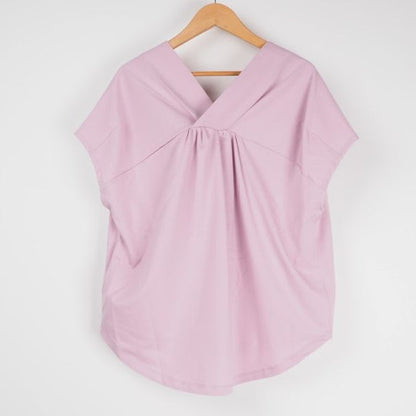 ギャザー入りバックVネックカットソー