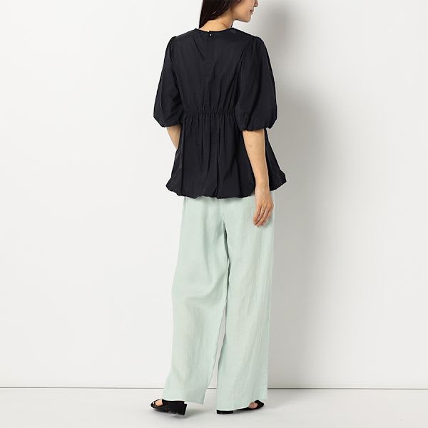 ウエスト切り替えふんわりスリーブブラウス