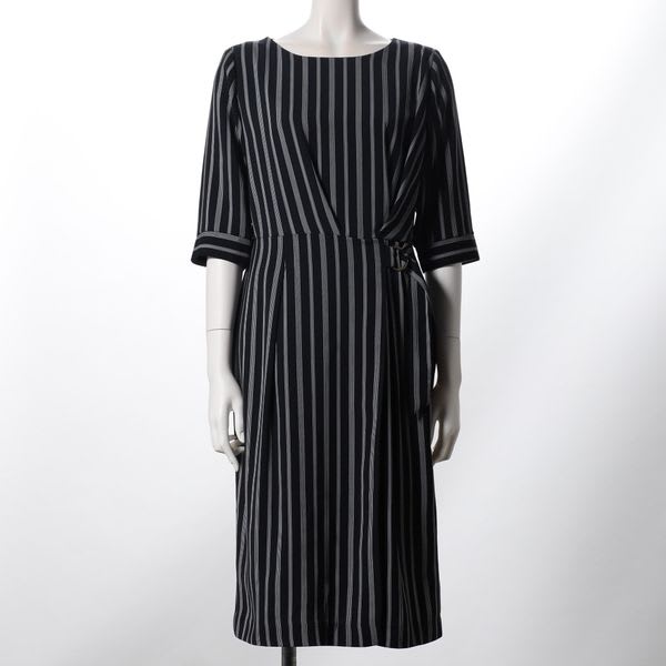 ストライププリントベルトデザインワンピース