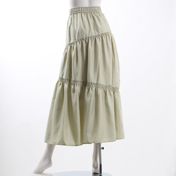 ナチュラルヴィンテージサテンティアードスカート
