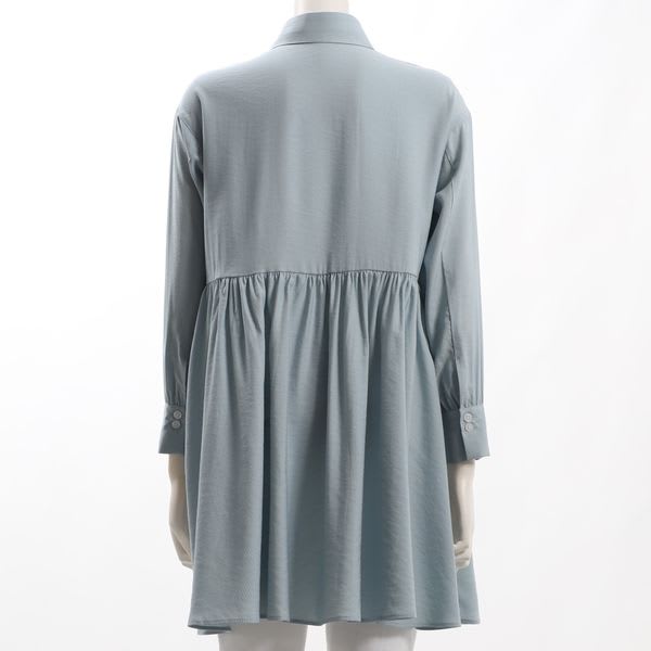 ウエスト切り替えシャツカラーブラウス